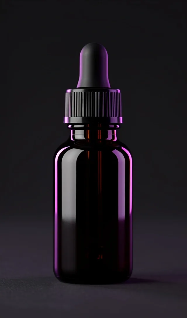 Botanical tincture extract in dark glass bottle