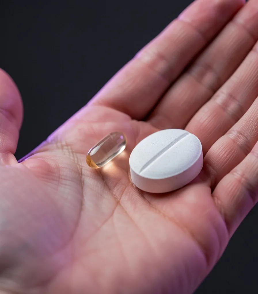 Capsule and tablet comparison in hand
