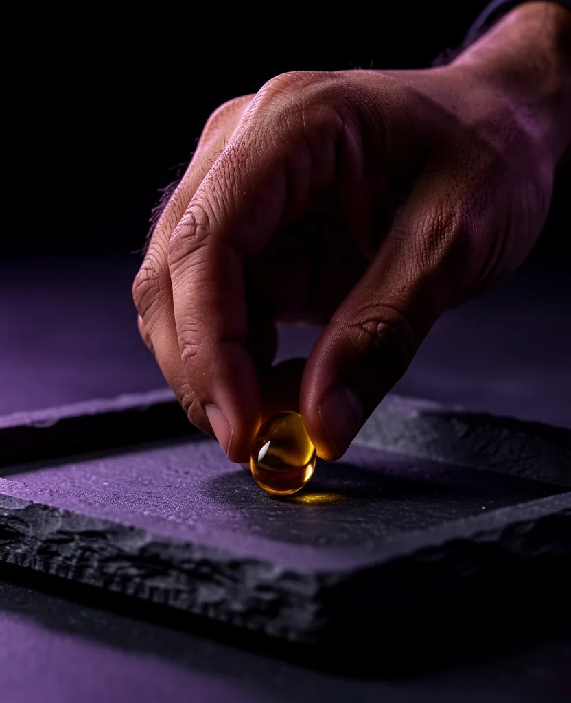 Natural wellness capsules on stone surface